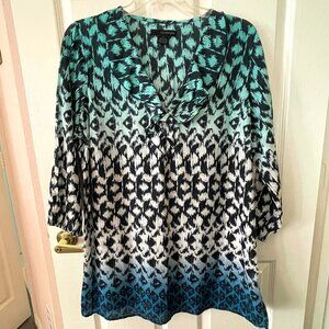 Calvin Klein Blouse Teal Blue Black NWT Size 1X